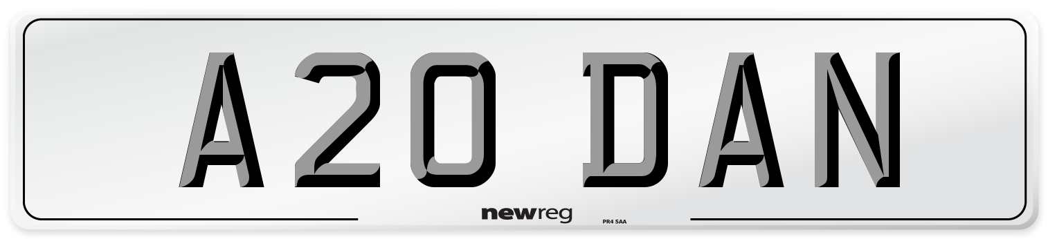 A20 DAN Number Plate from New Reg